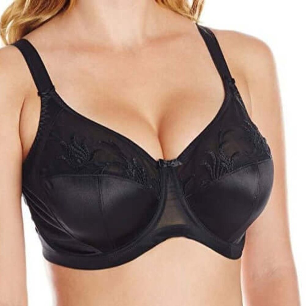 Elomi Caitlyn Underwire Full Coverage Side Support Bra EL8030 Black 36F Like New